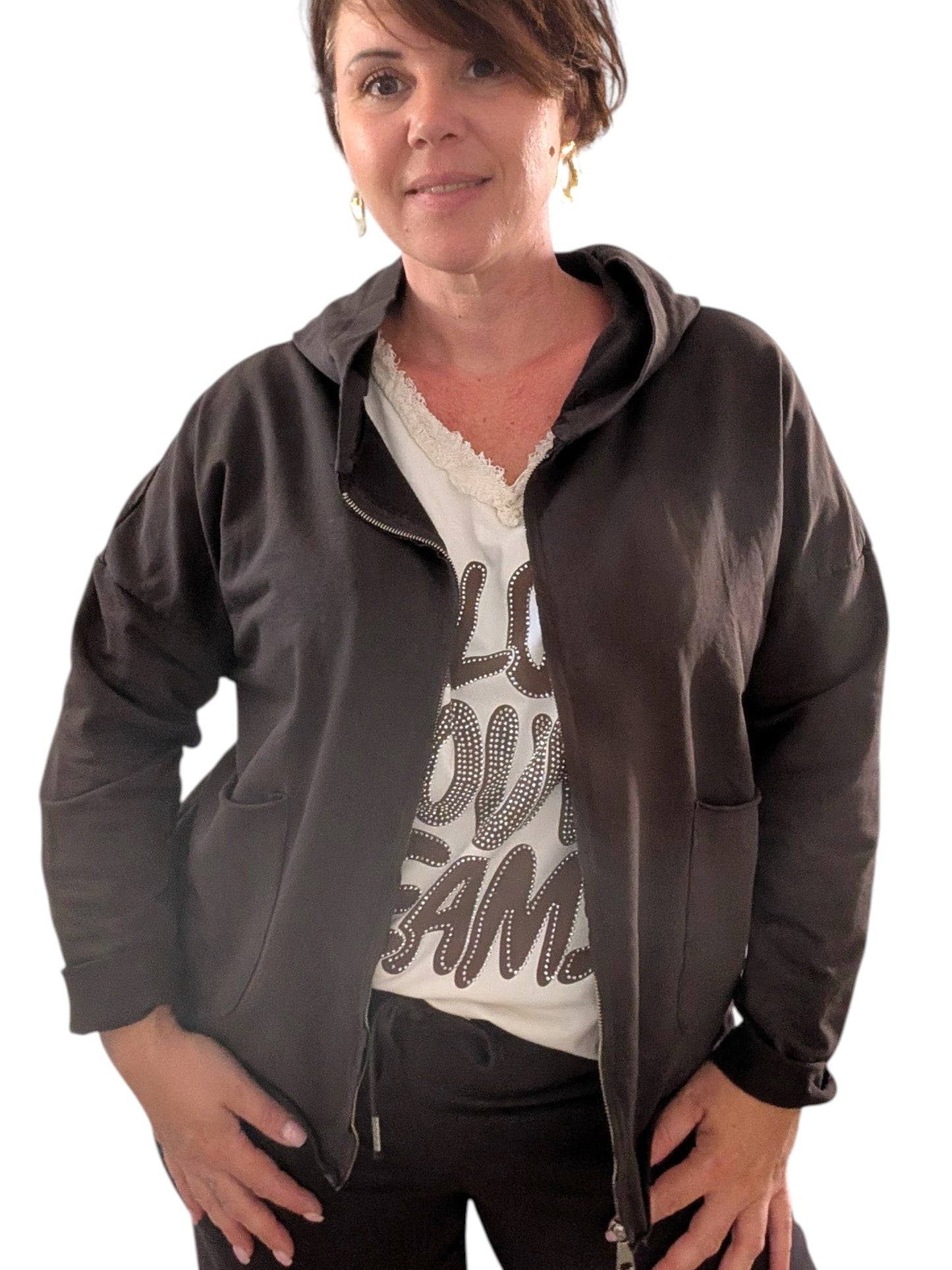 11 Veste zippée chocolat