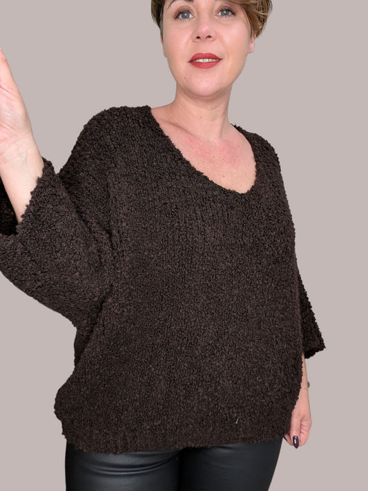 13 Pull bouclette choco