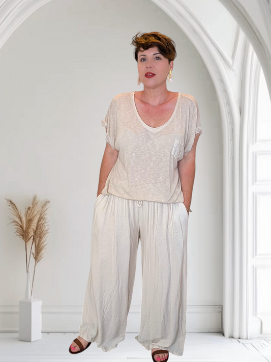 07 Pantalon fluide beige