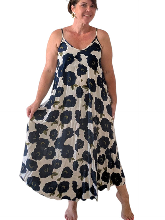 Robe fleurs marine